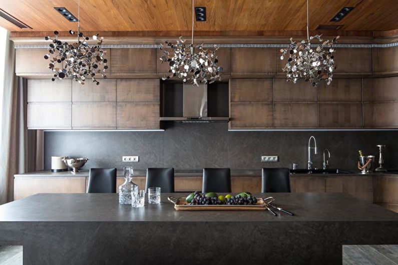 Krásne fotografie z kuchyne - Obývacia izba s drevenou textúrou