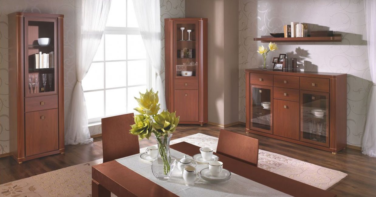 Los aparadores de esquina pueden complementar un conjunto existente en la sala de estar o la cocina