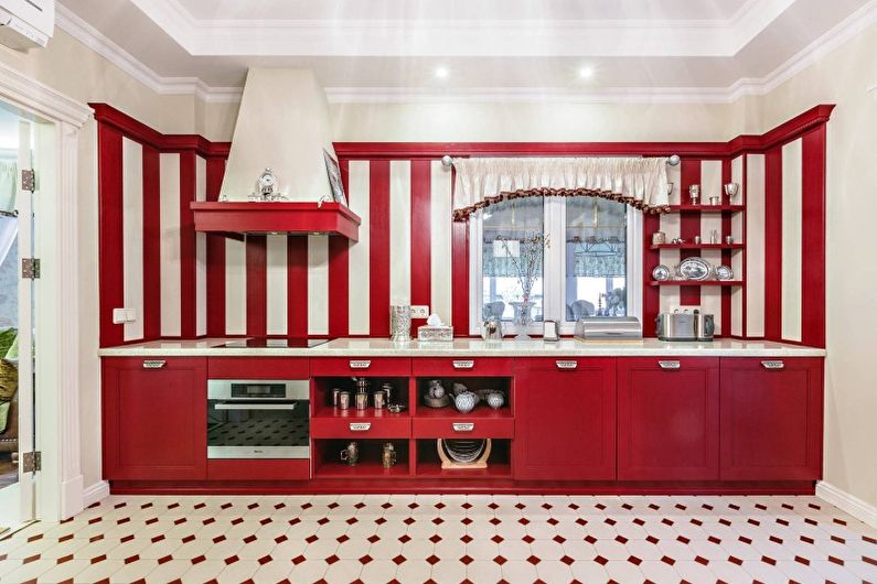Design de cozinha vermelha - Acabamento de piso