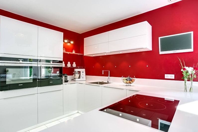Design de cozinha vermelha - decoração de parede