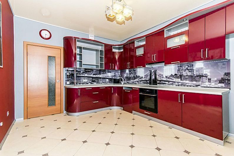 Kjøkkeninnredning i rødt - foto