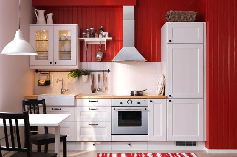 Εσωτερική διακόσμηση κουζίνας σε κόκκινο χρώμα - φωτογραφία