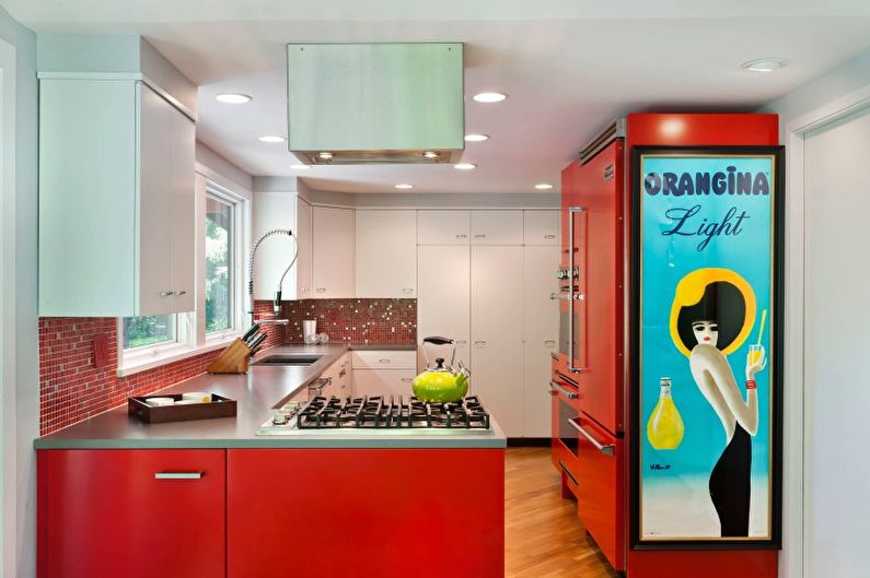 Rødt kjøkken i moderne stil - Interiørdesign