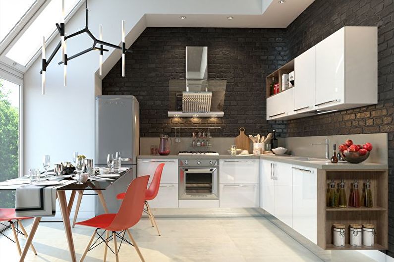 Rødt og svart kjøkkendesign - Møbler