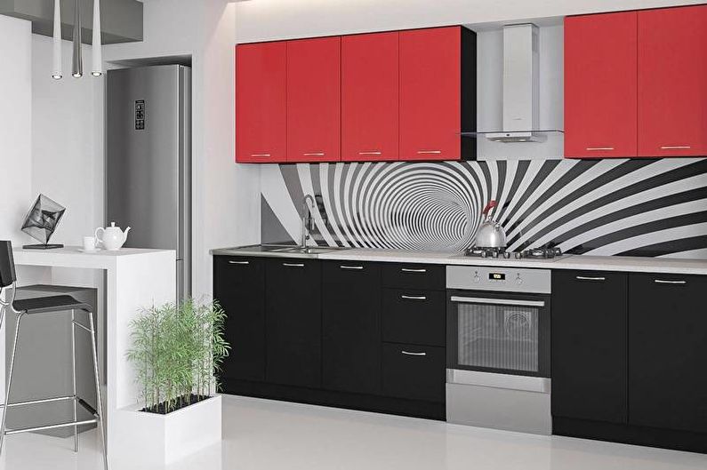 Rött och svart kök - Inredningsfoto