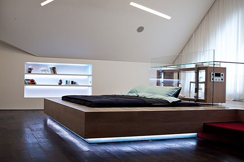Vrste podijevih postelj - Podij z vgrajeno osvetlitvijo