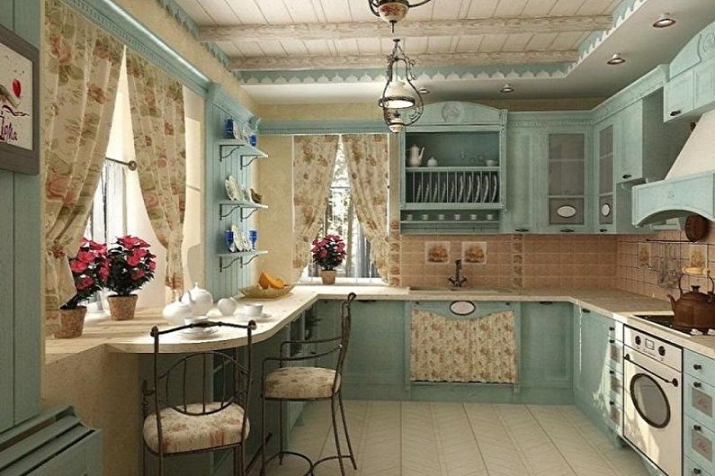 Kjøkken 3 x 3 meter i Provence -stil - Interiørdesign