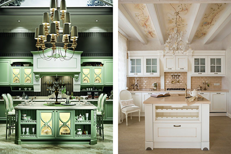 Bucătărie în stil clasic cu insulă - Design interior