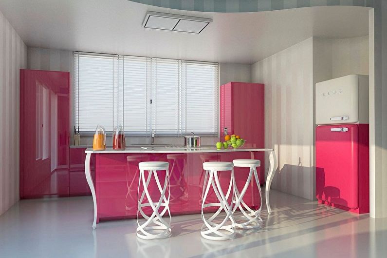 Design de cozinha rosa - Acabamento de piso