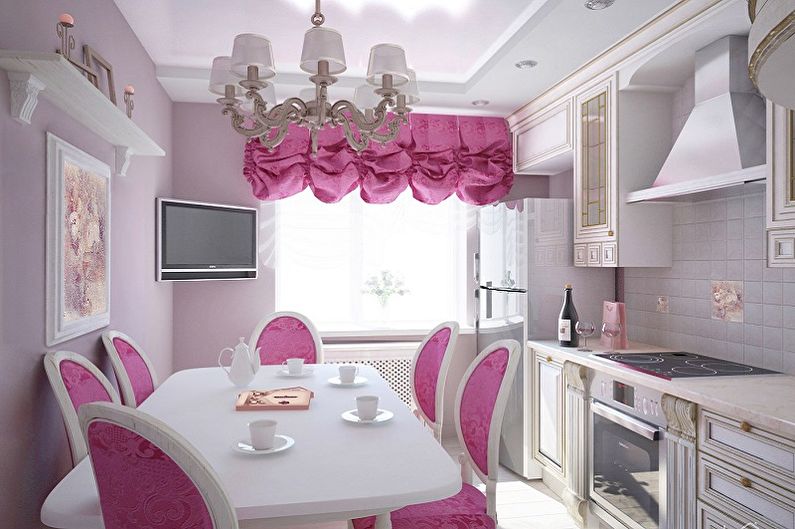Ružový dizajn kuchyne - dekorácie na stenu