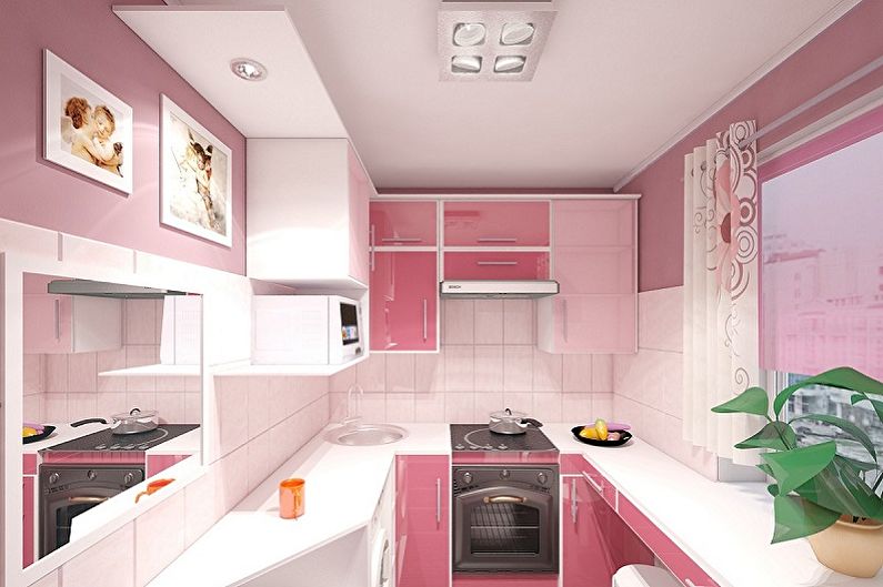 Ružový dizajn kuchyne - stropná úprava