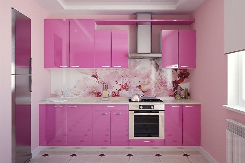 Malá ružová kuchyňa - interiérový dizajn