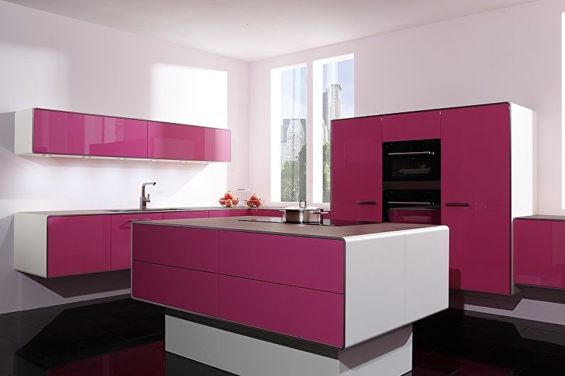 Moderná ružová kuchyňa - interiérový dizajn
