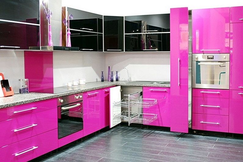 Cozinha rosa - foto de design de interiores