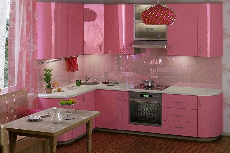 Różowa kuchnia - zdjęcie wystroju wnętrz