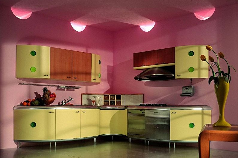 Cozinha rosa - foto de design de interiores