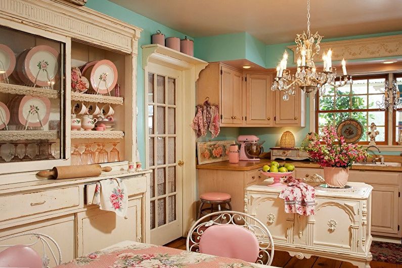 Cozinha rosa estilo provençal - design de interiores