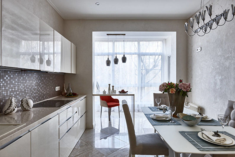 Design de interiores da cozinha em cores claras - foto