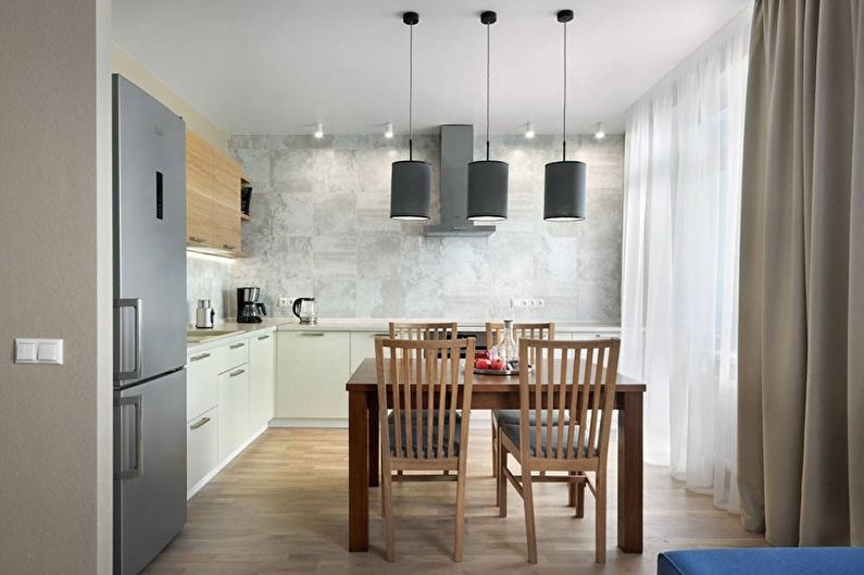 Interiérový dizajn kuchyne vo svetlých farbách - foto