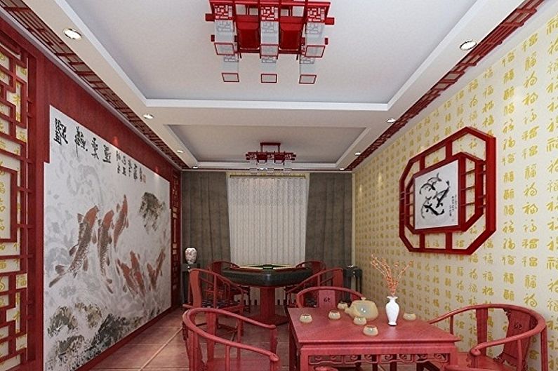 Rött kök i orientalisk stil - Inredning