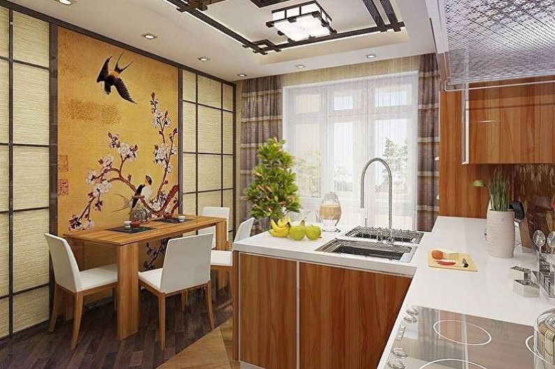 Oblikovanje kuhinje v japonskem slogu - stenske dekoracije