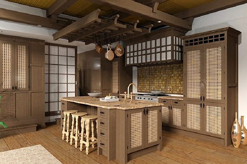 Σχέδιο κουζίνας ιαπωνικού στυλ - έπιπλα