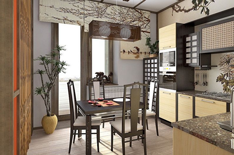 Design interior bucătărie în stil japonez - fotografie