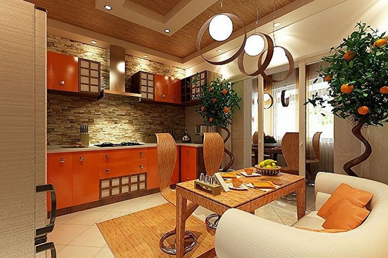 Design de interiores de cozinha em estilo japonês - foto