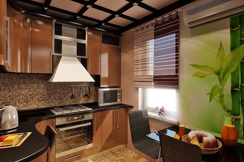 Bucătărie maro în stil japonez - Design interior