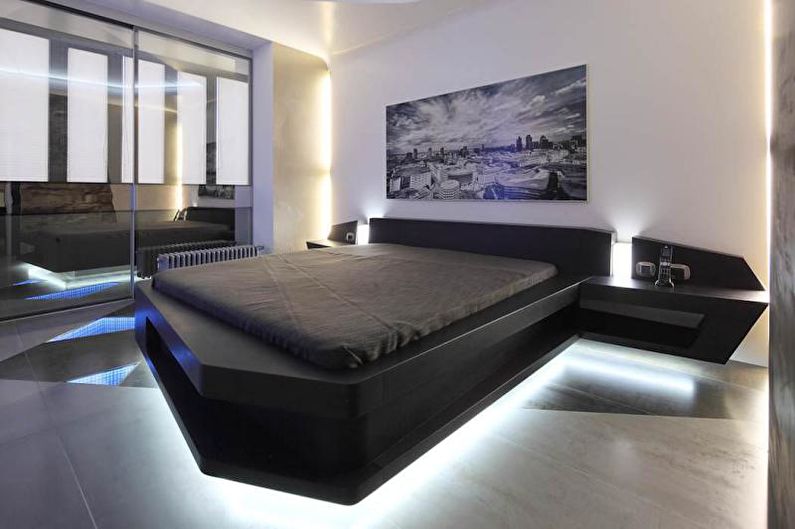 Spálňa - dizajn bytu v high -tech štýle