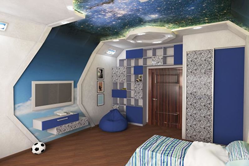 Otroška soba - zasnova stanovanja v visokotehnološkem slogu