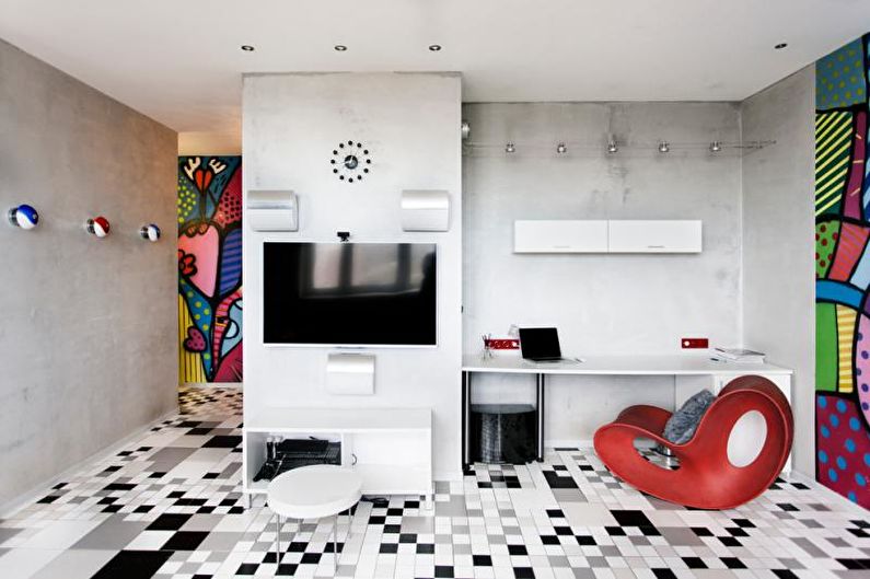 Design interior apartamente în stil high-tech - fotografie