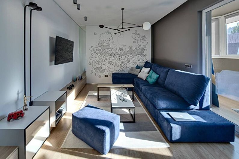 Stue - Leilighetsdesign i stil med minimalisme
