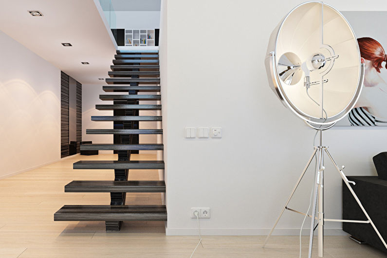 Escadas para o segundo andar no estilo minimalista