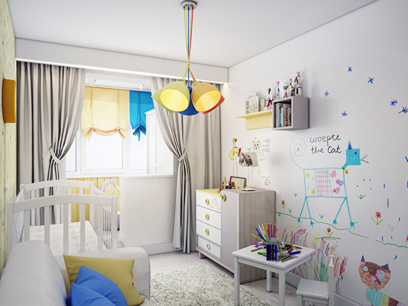Dizajn malej detskej izby 9-10 m2 - Foto