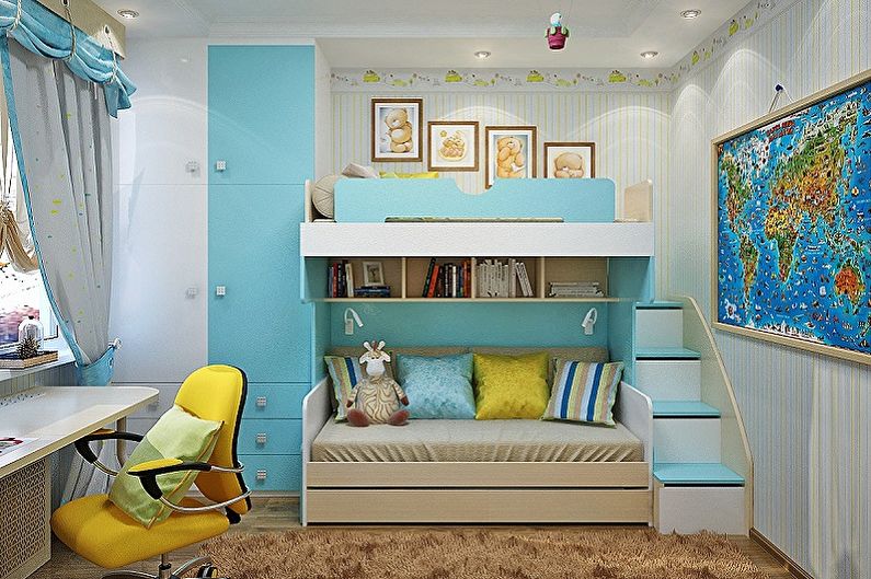Projeto de uma pequena sala para uma criança em idade pré-escolar