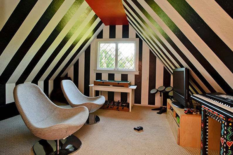 Interiérový dizajn obývačky v podkroví - foto