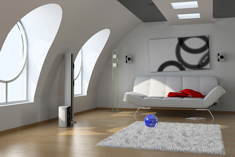 Diseño interior de una sala de estar en el ático - foto
