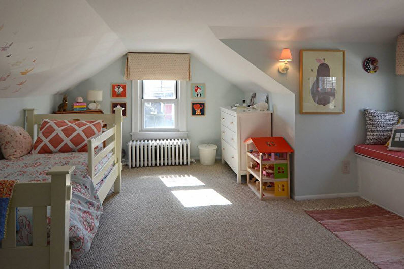 Návrh interiéru detskej izby v podkroví - foto