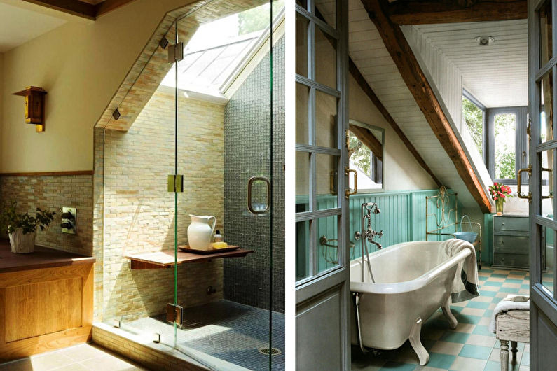 Diseño de interiores de baño ático - foto