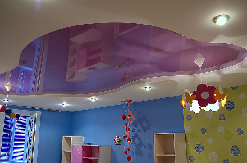 Dvojúrovňový strečový strop v detskej izbe - foto