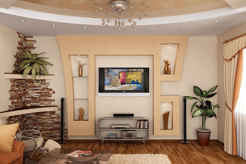 Diseño de nicho de TV de paneles de yeso