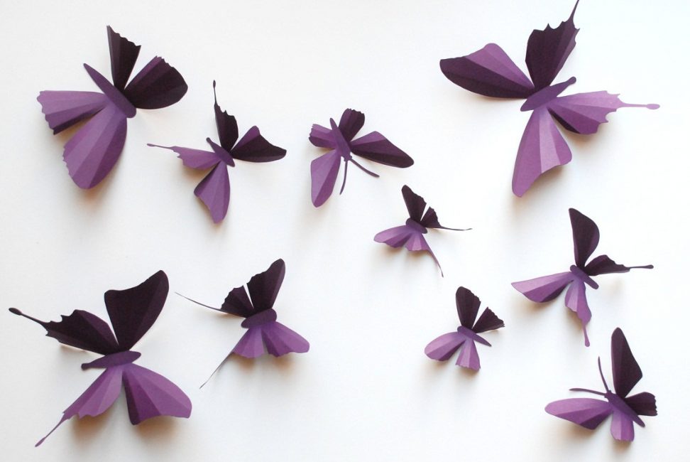 3D papierové motýle na stenu