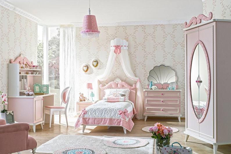 Różowa tapeta do pokoju dziecięcego