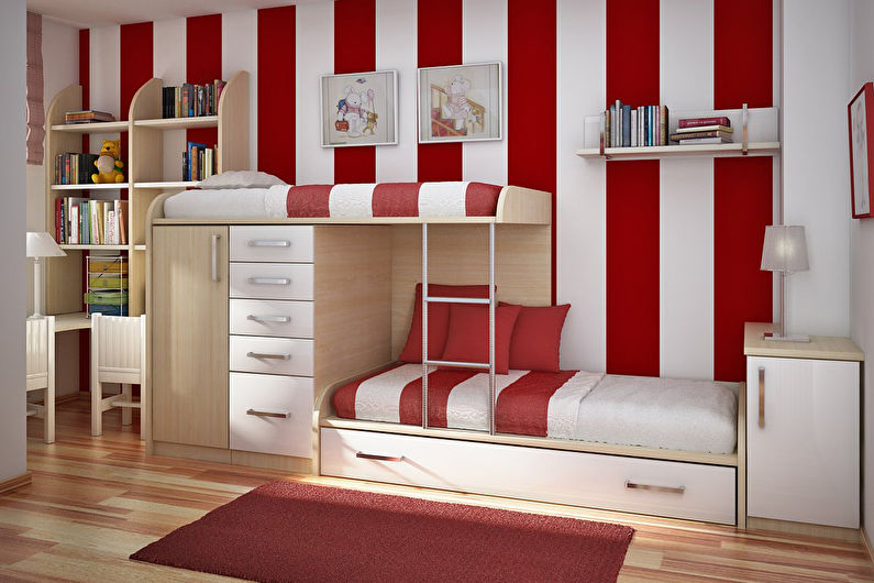 Czerwona tapeta do pokoju dziecięcego - zdjęcie