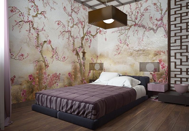 Papel de parede para o quarto em estilo japonês