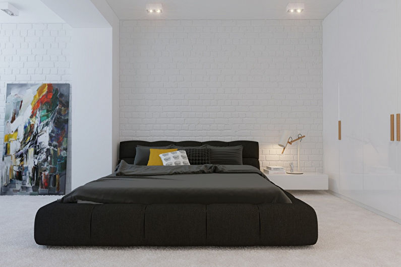Tapet under en tegelsten i det inre av sovrummet - Fotodesign