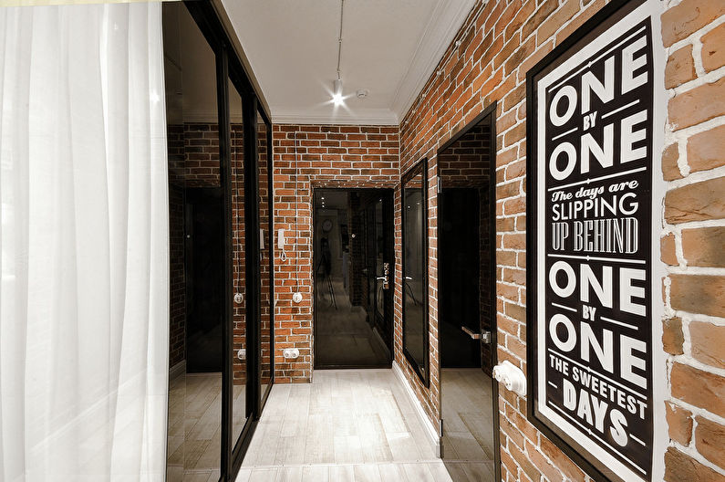 Tapeter för tegel i inredningen av korridoren - Fotodesign