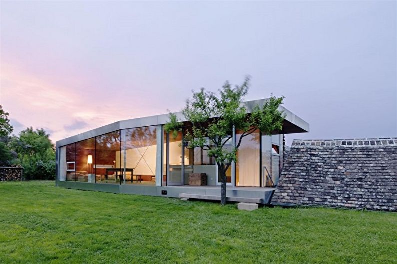 Moderné projekty jednoposchodových domov-Jednoposchodový dom s panoramatickými oknami