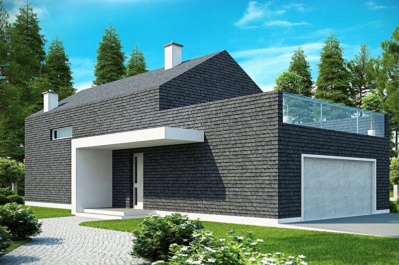 Moderna projekt i envåningshus med garage - Vindhus med garage och källare